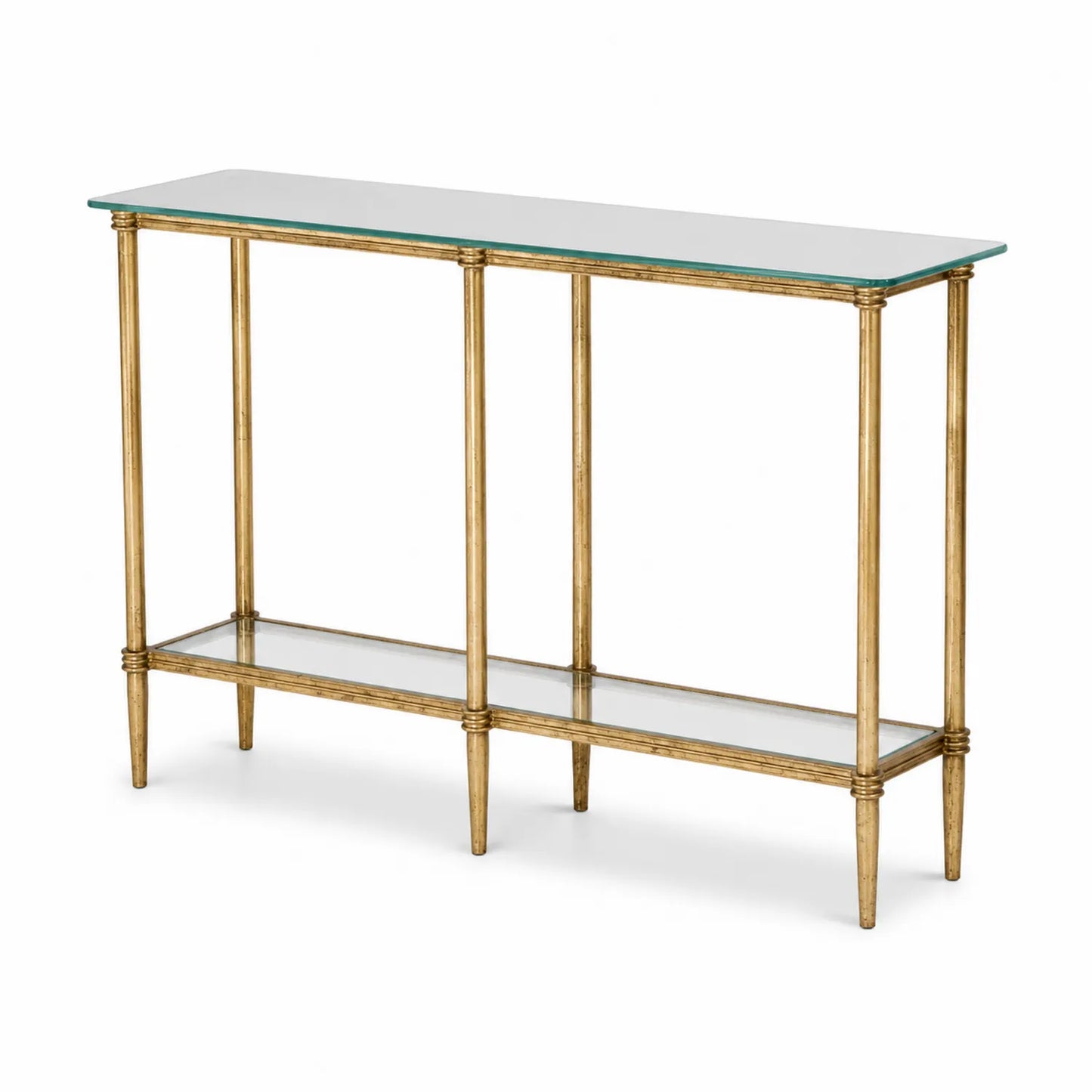 Console en verre et métal doré