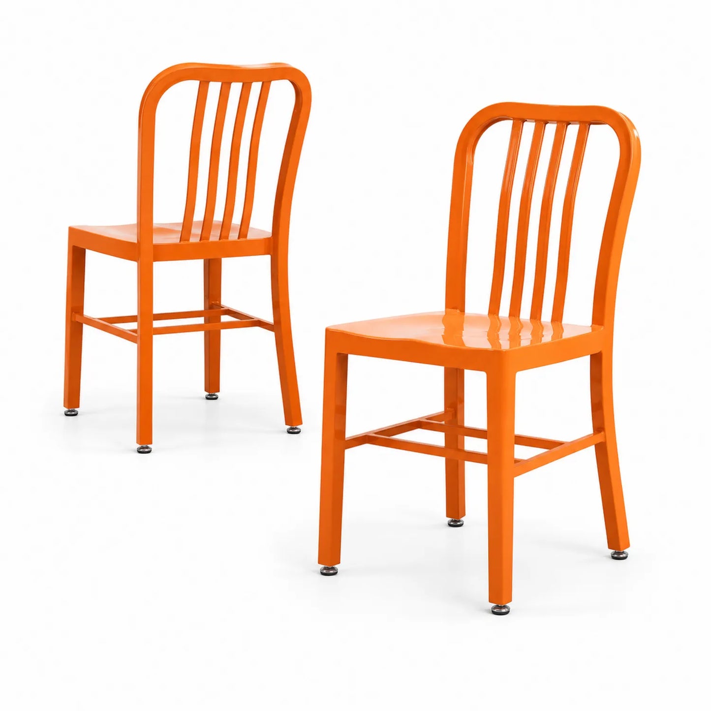 Chaises en métal orange avec dossier incurvé 45x55x85 cm lot de 2