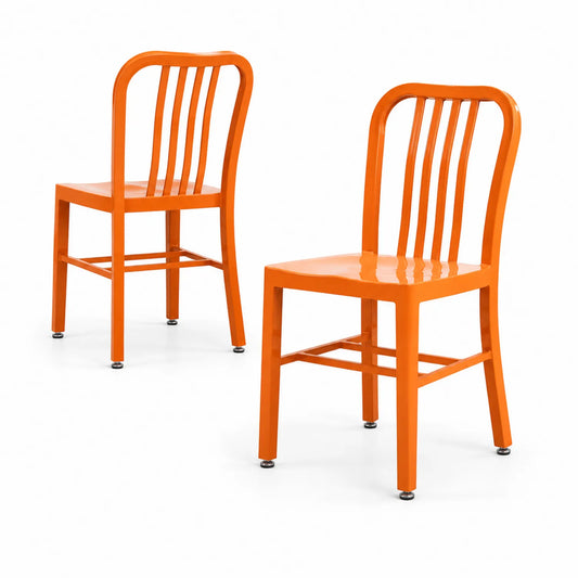 Chaises en métal orange avec dossier incurvé 45x55x85 cm lot de 2
