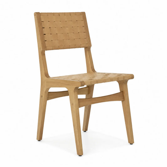 Chaise en Bois avec Assise Tissée en Sangle