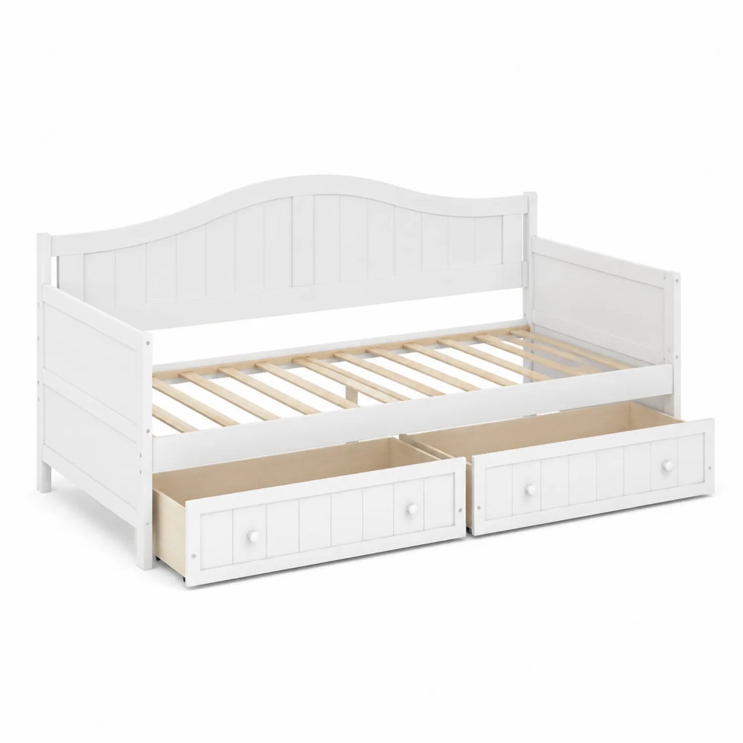 Lit banquette en bois Blanc 90x200 cm avec tiroirs