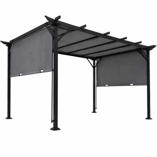 Pergola en métal avec toit rétractable 3x3m Gris