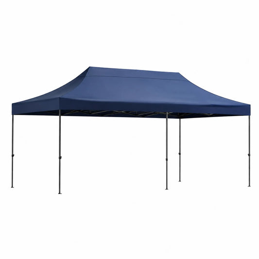 Tonnelle pliante en métal et polyester bleu 3x6m