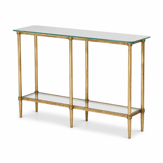Console en verre et métal doré