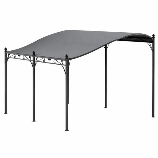 Tonnelle de jardin en métal avec toit en polyéthylène gris